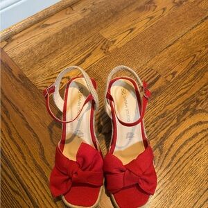 Sarah Studio Red Wedge Women's Sandals